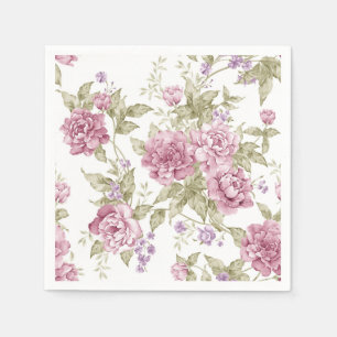 Vintage Romantic Floral Purple Roses Pattern Napkin