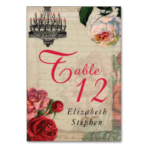 Vintage Romantic French Ephemera Bridal Wedding Table Number