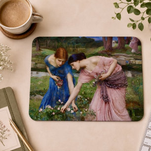 Vintage Romantic Garden Women Pre-Raphaelite Mouse Mat