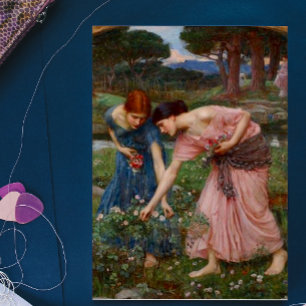 Vintage Romantic Garden Women Pre-Raphaelite Thank You Card