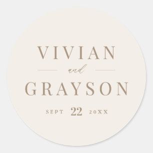 Vintage Romantic Gold and Ivory Wedding Classic Round Sticker