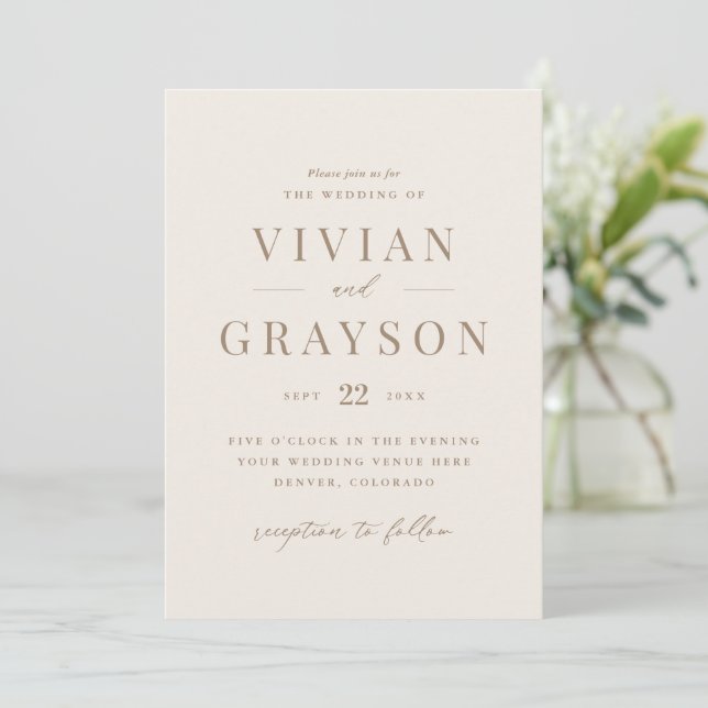Vintage Romantic Gold and Ivory Wedding Invitation (Standing Front)