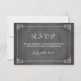 Vintage romantic grey chalkboard wedding response