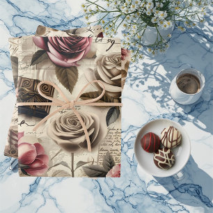 Vintage Romantic Junk Journal Decoupage Victorian  Wrapping Paper Sheet