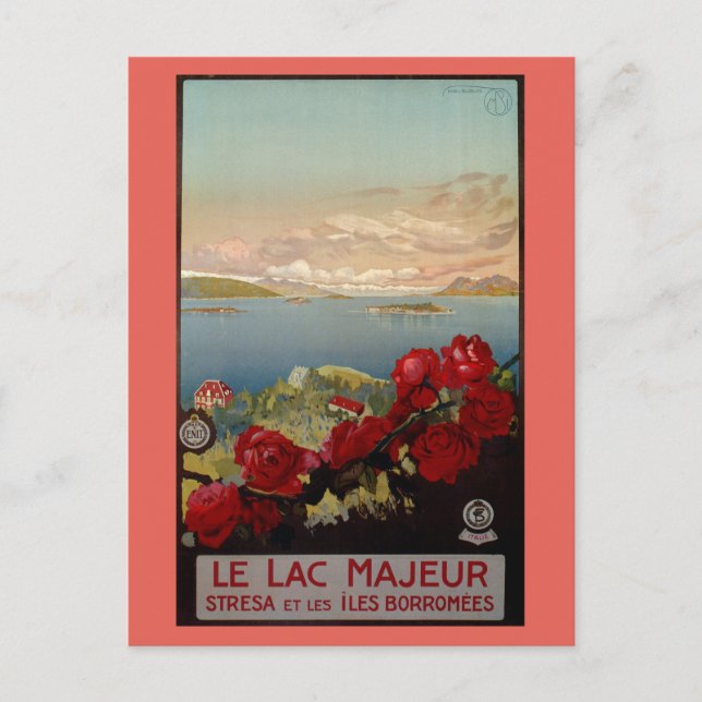 Vintage romantic Lake Maggiore Italian Travel Postcard (Front)