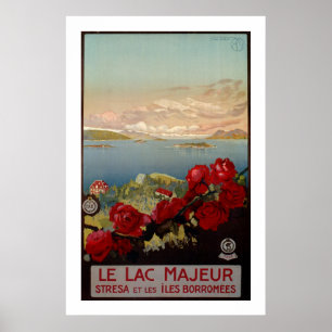 Vintage romantic Lake Maggiore Italian Travel Poster