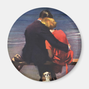 Vintage Romantic Love, Romance on the Beach Magnet