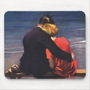 Vintage Romantic Love, Romance on the Beach Mouse Mat