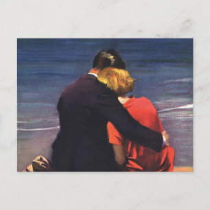 Vintage Romantic Love, Romance on the Beach Postcard
