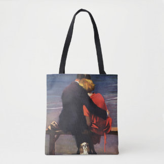 Vintage Romantic Love, Romance on the Beach Tote Bag