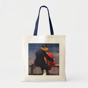 Vintage Romantic Love, Romance on the Beach Tote Bag
