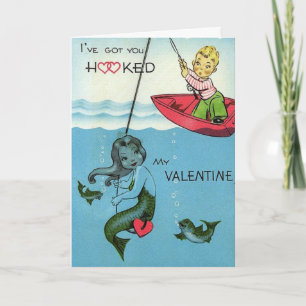 Vintage Romantic Mermaid Valentine's Day Card