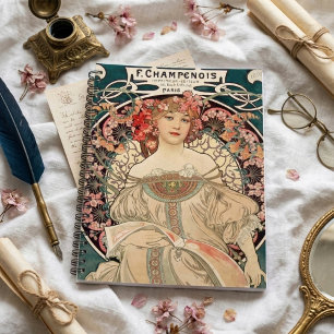 Vintage romantic Mucha illustration planner