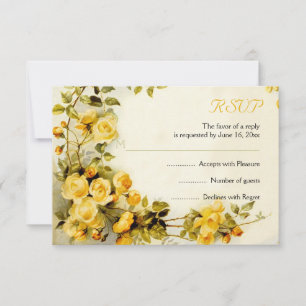 Vintage romantic painting of roses wedding RSVP