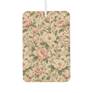 Vintage Romantic Peony & Rose Garden Pattern Car Air Freshener