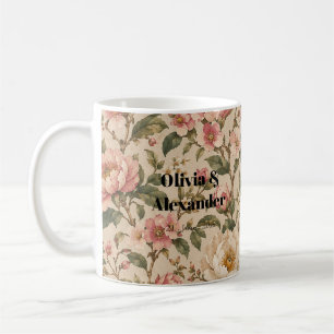 Vintage Romantic Peony & Rose Garden Pattern Coffee Mug