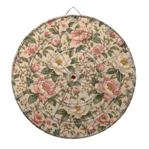 Vintage Romantic Peony & Rose Garden Pattern Dartboard