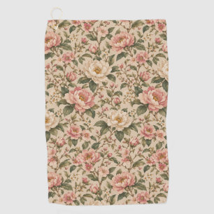 Vintage Romantic Peony & Rose Garden Pattern Golf Towel