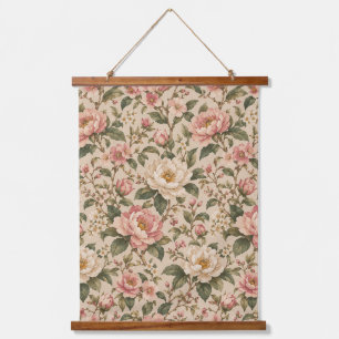 Vintage Romantic Peony & Rose Garden Pattern Hanging Tapestry