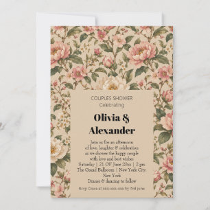 Vintage Romantic Peony & Rose Garden Pattern Invitation