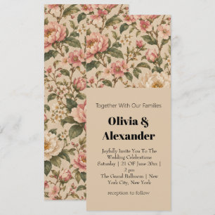 Vintage Romantic Peony & Rose Garden Pattern Invitation