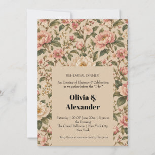 Vintage Romantic Peony & Rose Garden Pattern Invitation
