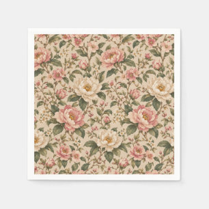 Vintage Romantic Peony & Rose Garden Pattern Napkin