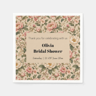 Vintage Romantic Peony & Rose Garden Pattern Napkin