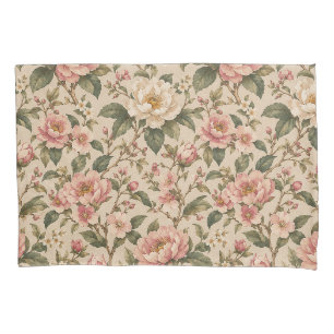 Vintage Romantic Peony & Rose Garden Pattern Pillowcase