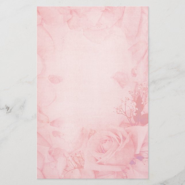 Vintage Romantic Pink Rose Stationery (Front)