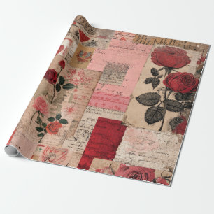 Vintage Romantic Rose Collage (1) Wrapping Paper