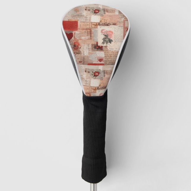 Vintage Romantic Rose Collage (2) Golf Head Cover (Front)