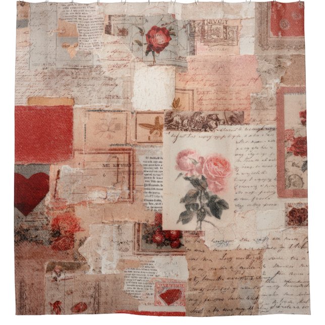 Vintage Romantic Rose Collage (2) Shower Curtain (Front)