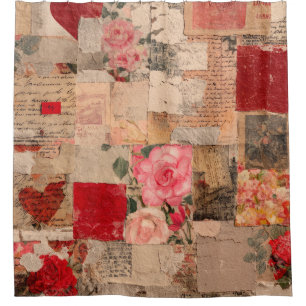 Vintage Romantic Rose Collage (5) Shower Curtain