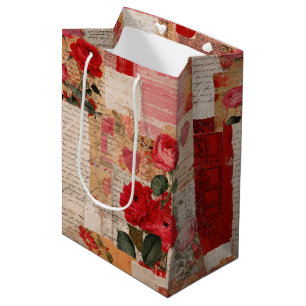Vintage Romantic Rose Collage (6) Medium Gift Bag