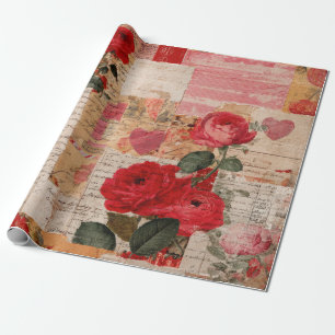 Vintage Romantic Rose Collage (6) Wrapping Paper