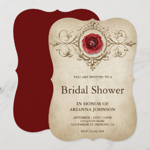 Vintage Romantic Rose Flourish Bridal Shower Invitation