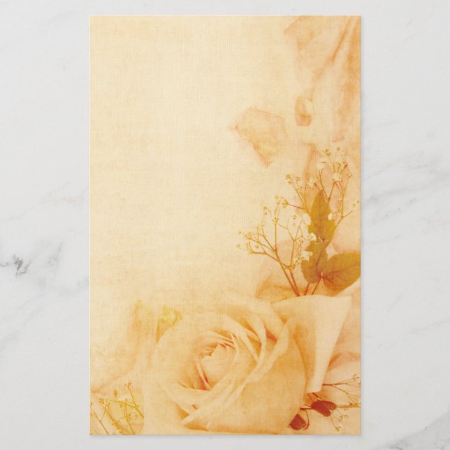Vintage Romantic Rose Parchment Stationery (Front)