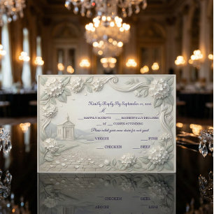 Vintage Romantic Sage Cream Hydrangea RSVP Card