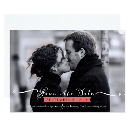 Vintage Romantic Script Photo Save the Date Card