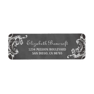 Vintage romantic scroll chalkboard return address