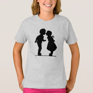 Vintage romantic silhouette couple boy and girl T-Shirt