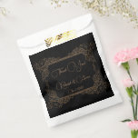 Vintage Romantic Steampunk Fairytale "Thank You" Favour Bags<br><div class="desc">Vintage Victorian fairy tale steampunk goth themed wedding design. Delicate gold tracery on black. Personalise with the names of the bride and groom and the date.</div>