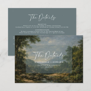 Vintage Romantic tapestry blue Wedding Details Enclosure Card