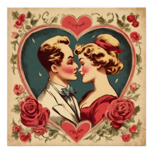 Vintage Romantic Valentine's Day Couple Poster
