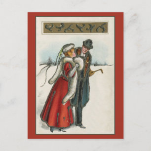 vintage romantic Victorian couple Postcard