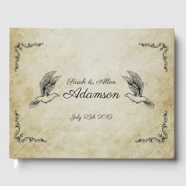 Vintage romantic wedding guest book (Front)