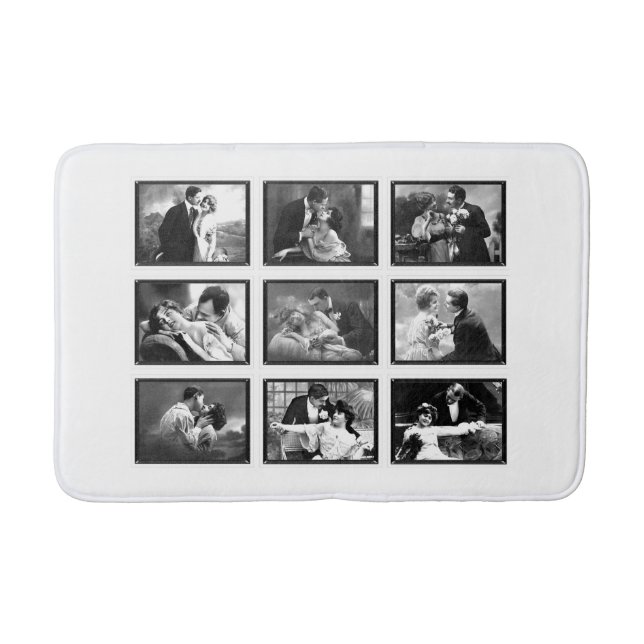 Vintage Romatic couples Black and white Bath Mat (Front)