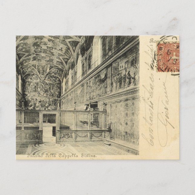 Vintage Rome, 1890, Sistine Chapel Interior Postcard (Front)