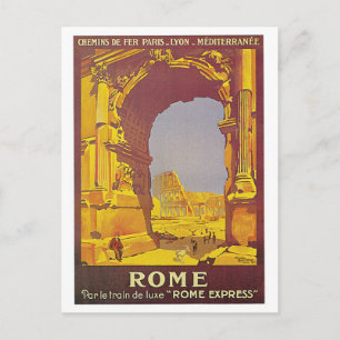 Vintage Rome by Train Travel Ad Postcard